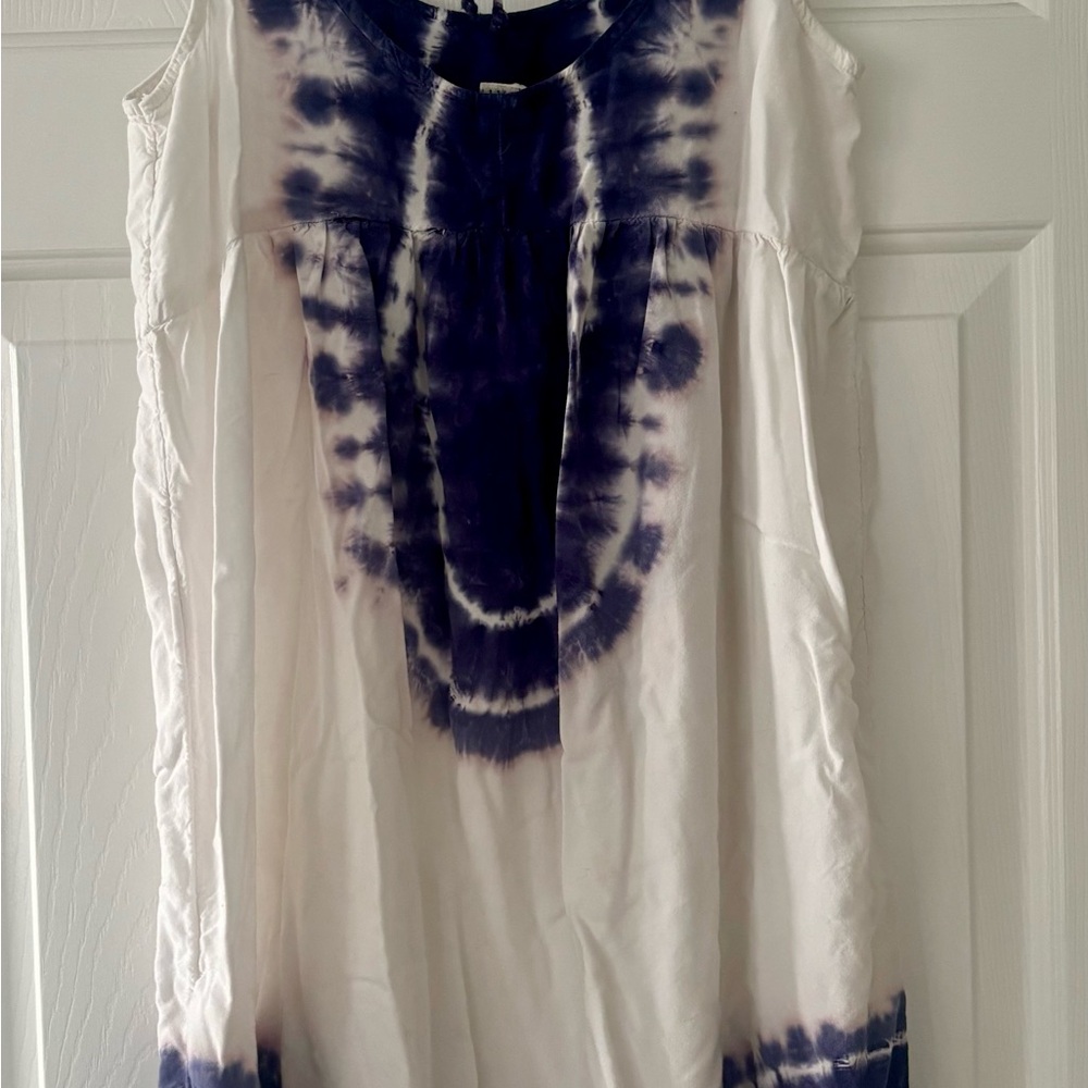 Roxy Navy and White Tie-Dye Mini Dress